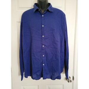 Europann Saint Tropez Mens Button Down Long Sleeve Shirt Cobalt Blue